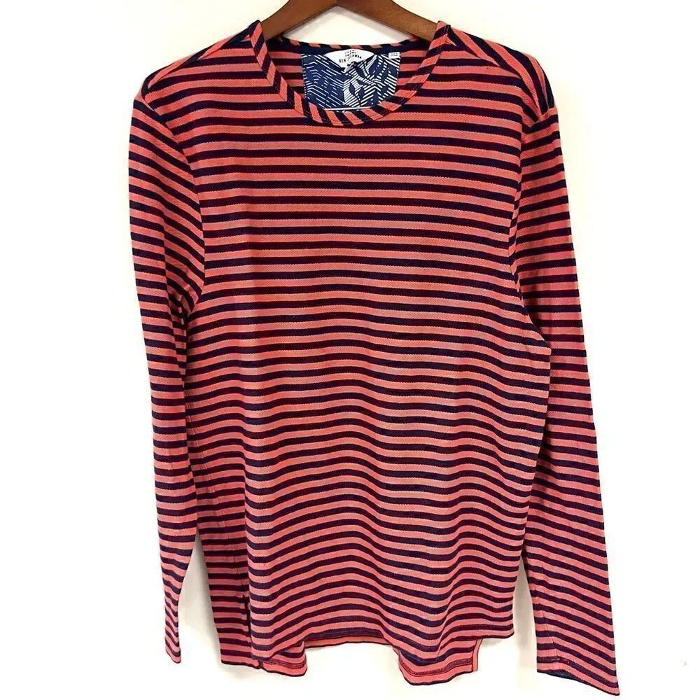 Ben Sherman orange and blue striped waffle weave shirt 2XL
